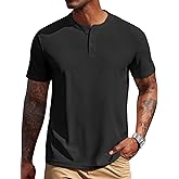 COOFANDY Men's Henley Shirts Short Sleeve Texture Casual Button Henley Summer Classic Basic Tee Shirts