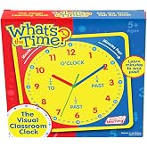 Junior Learning: What's The Time Classroom Clock - Visual Learning Tool, Learn Minutes to &amp; Past, Battery Powered, Educational Toy, Kids Ages 5+