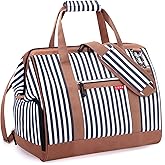 Lekesky Travel Duffel Bag for Woman, Weekender Carry on Bag with Shoe Compartment for Overnight, Extra Large Storage A-blue Stripe, 33L, Women (Striped, 33L)