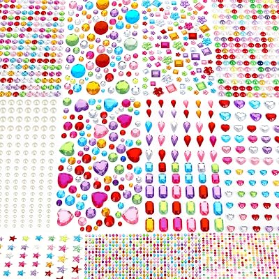 JOLCEEY 3034pcs Gem Stickers Rhinestone Self Adhesive Gems DIY Crafts