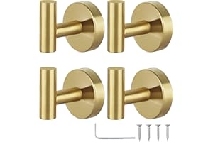 4 Pcs Wall Towel Hooks Coat Hook Bathroom Robe Hook Stainless Steel Heavy Duty Door Hanger Towel Robe Clothes Cabinet Closet 