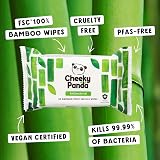 Cheeky Panda Antibacterial Wipes 90 Bamboo Cloths Kills 99.99% Bacteria PFAS view 7