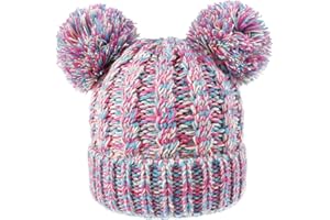 Urban Virgin Baby Girl Kids Hats Infant Toddler Beanies Cable Knit Pom Pom Ears Winter Cap Hats for Girls 1-5 Years