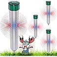 4 Pack Sonic Mole Chaser - Battery Operated Pest Repeller Stake, Scares Away Moles, Voles, Gophers and Rats by Reusable Revolution (Metal & Green)