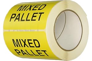 TapeCase Shipping Packing Labels "Mixed Pallet", Yellow/Black - 500 per pack (1 Pack), SHIPLBL-063
