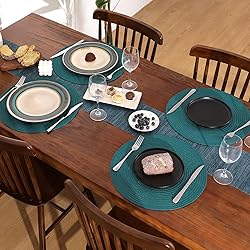 SHACOS Round Placemats Set of 6 Washable 15 inch