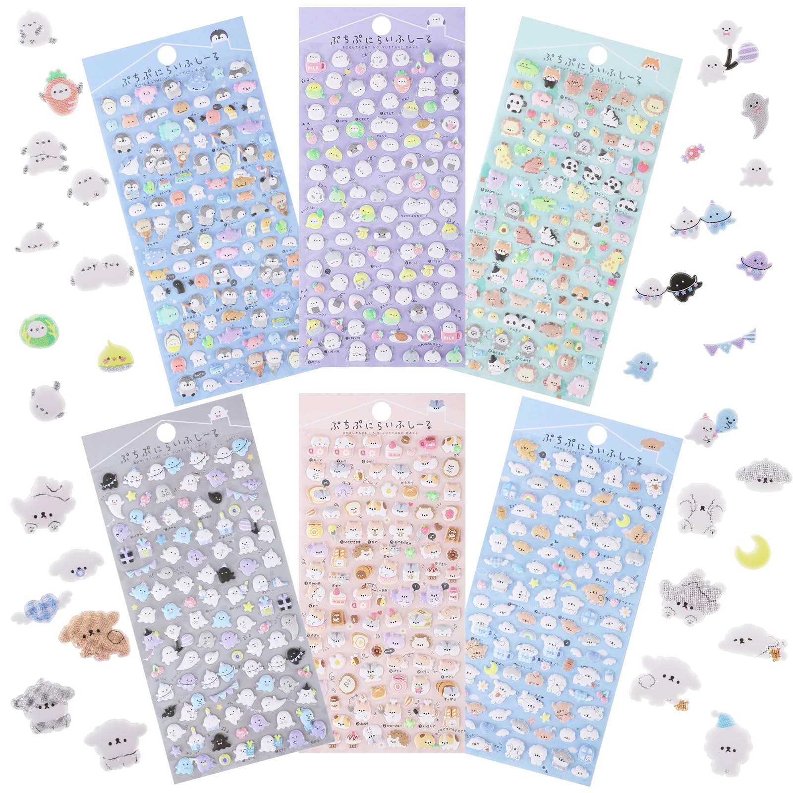 Photo 1 of 600+ Cute Mini Puffy Stickers - 6 Sheets of Adorable Small 3D Stickers for Kids and Adults - Tiny Stickers for Phone Case, Notebook, Scrapbooking - Perfect for Craft and Gift