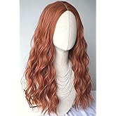 Long natural red wig Red Hair Wig Long Curly Costume Wigs Synthetic Red copper Wavy curly Wig 28inces For women Halloween Costume (Copper Red)