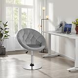 Yaheetech Velvet Swivel Armchair Height Adjustable Gray Vanity Chair view 5