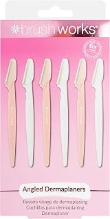 Brushworks Angled Dermaplaners Pack of 6 Facial Exfoliating Razors Women Peach view 1
