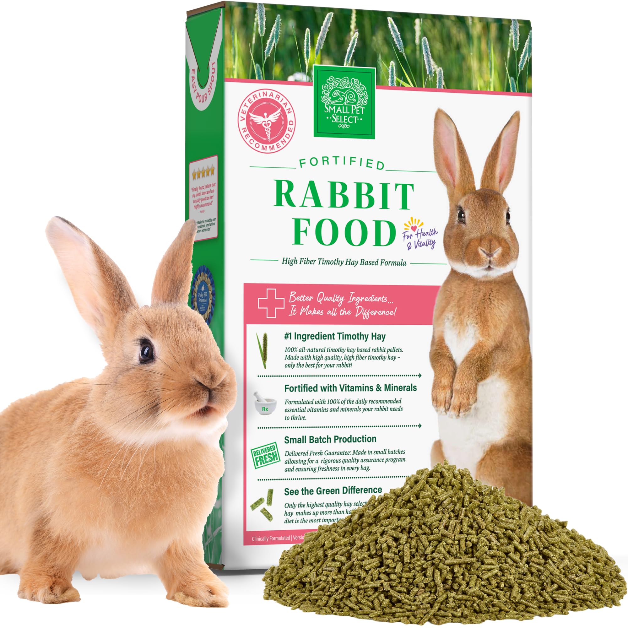 Small Pet Select – Rabbit Food Pellets, 5lb (2.26kg) Bag | Premium Timothy Hay-Based Formula with Essential Nutrients for Daily Health & Digestion