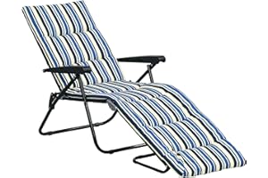 Outsunny Folding Lounge Chair, Reclining Tanning Chair, Sun Lounger with 6-Position Adjustable Back, Padded Cushion for Patio