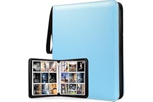 WOT I Trading Card Binder, 900 Pockets Baseball Card Binder Sleeves with Zipper, Double Sided Pockets Card Holder Carry Card Case for Baseball Card, Football Card(Light Blue)