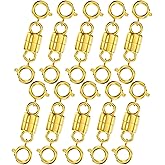 Clysoru Magnetic Necklace Clasps and Closures 14k Gold and Silver Two Spring Clasps Beads Chain Extender Necklaces Bracelet Safety Magnetic Locking Jewelry Clasp Converter (10 pcs Golds)