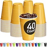 DecorRack Yellow Plastic Cups, 12 oz Disposable Cups, Reusable Party Supplies (40 Count)