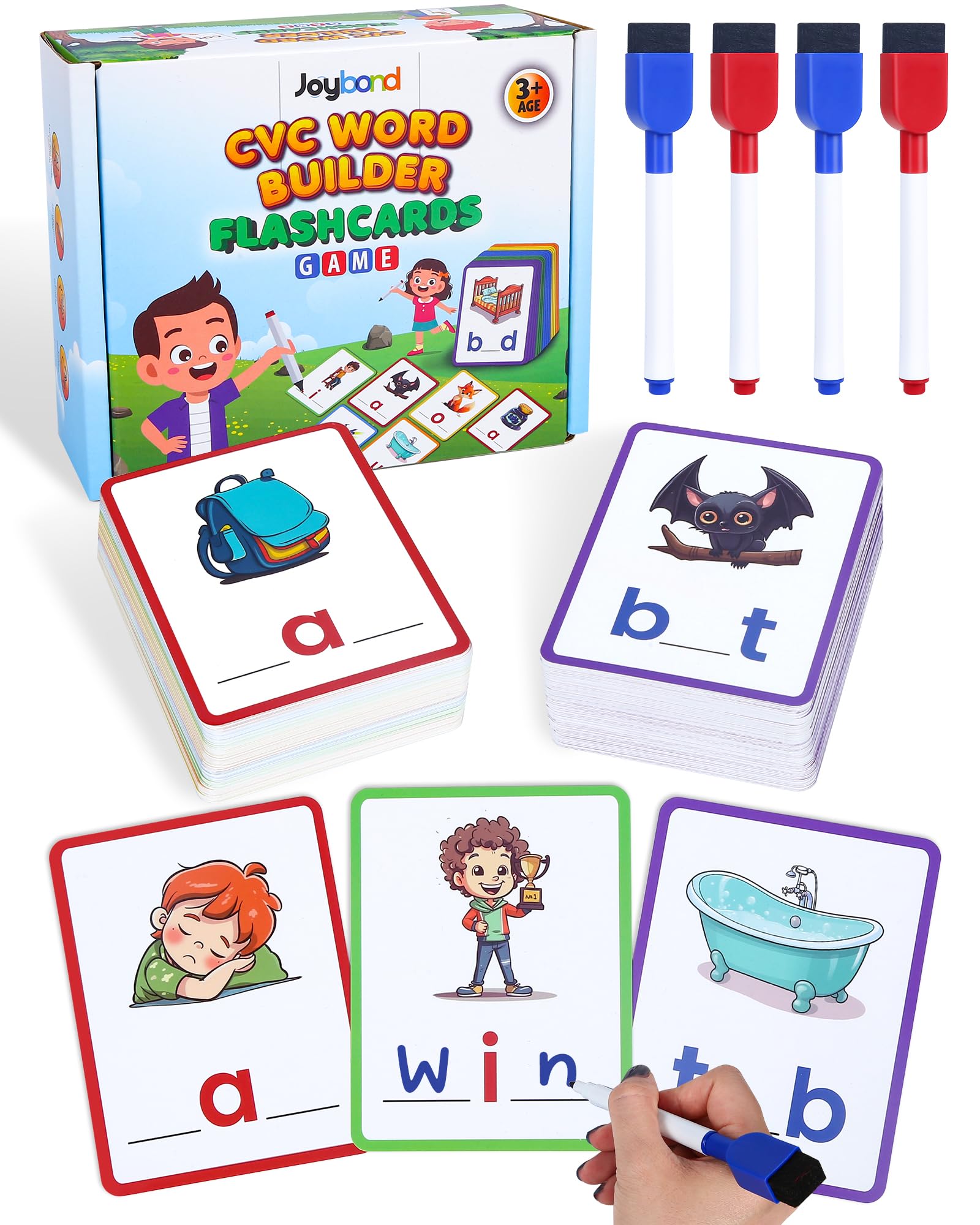 Mua Short Vowel Spelling Flashcards, CVC Sight Words Handwriting Cards ...