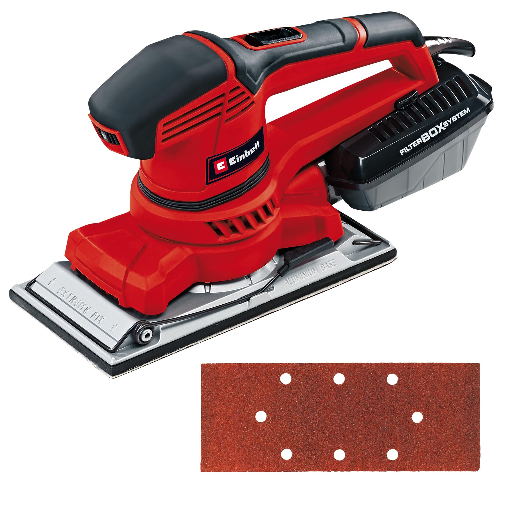 Einhell 4460620 TE-OS 2520 E Electric Orbital Sander| 230 x 115mm Orbit Sander with Speed Control, 1/2 Sheet Sander for Wood, Plaster and Metal | 250W Electric Sander with Dust Collection, Red