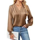 BMJL Women's Blouses Dressy Casual Satin Silk Long Sleeve Shirts Business Casual Tops