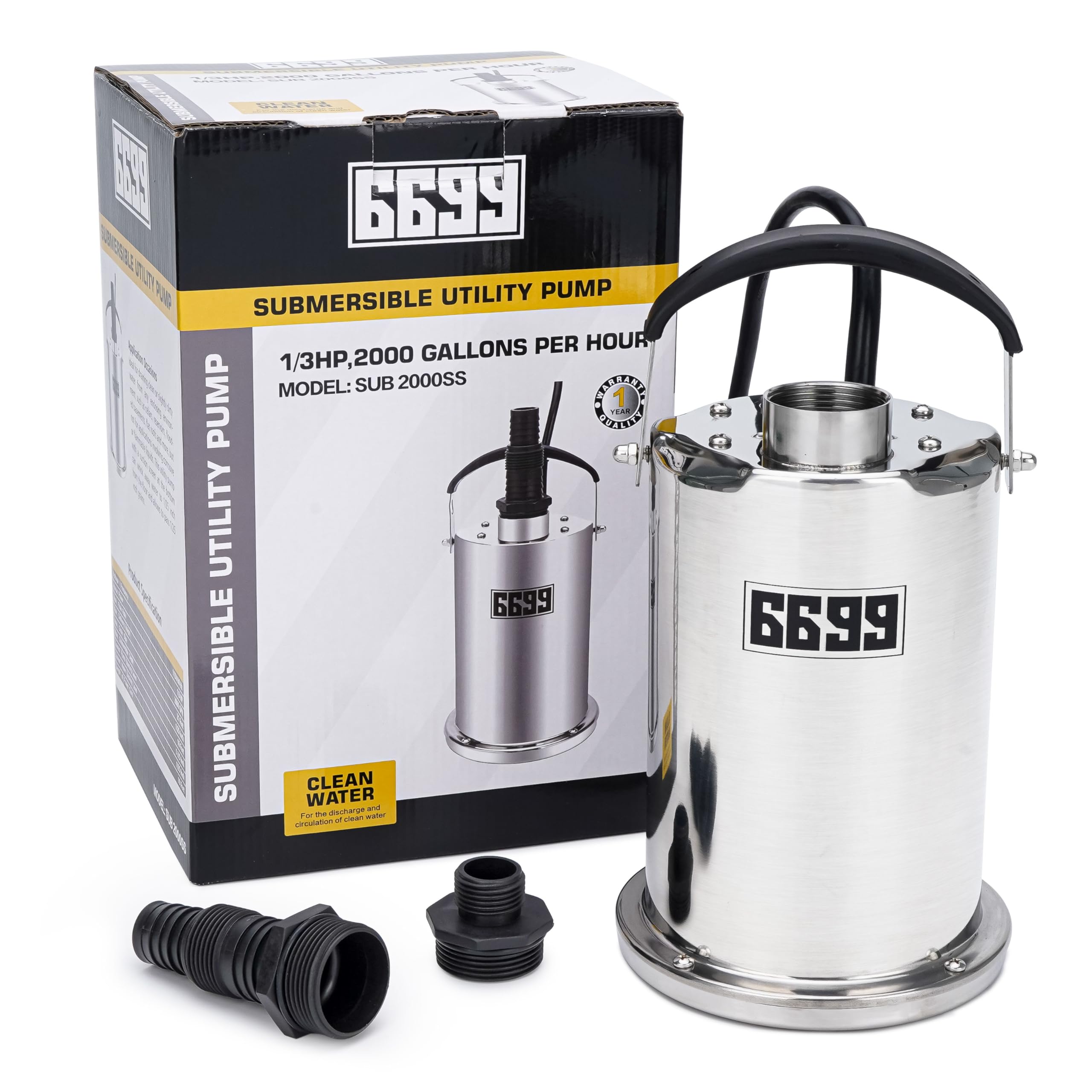 Mua 1/3 HP Stainless Steel Utility Pump, 2000 GPH High Flow Submersible