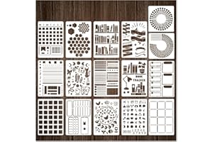 BOQON 16 Pieces Journal Stencils for Dotted Journals Supplies, Happy Planner Stencils for Journaling DIY Drawing Templates Accessories Kit for Notebook Cards Scrapbook (16 Journal)