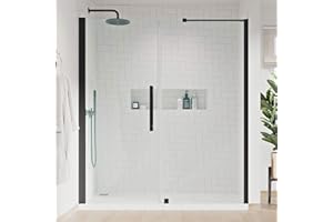 OVE Decors Endless PA0560400 Pasadena, Alcove Frameless Pivot Shower Door, 57 1/16 to 59 1/16 in. W x 72 in. H, in Black