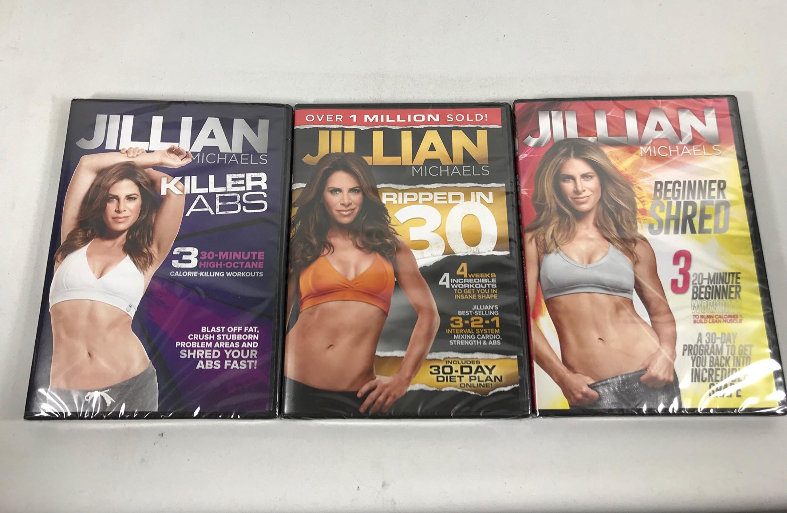 Fit For Life 3 Pack DVD Set Jillian Michaels Killer Abs, Beginners Shred, Ripped in 30