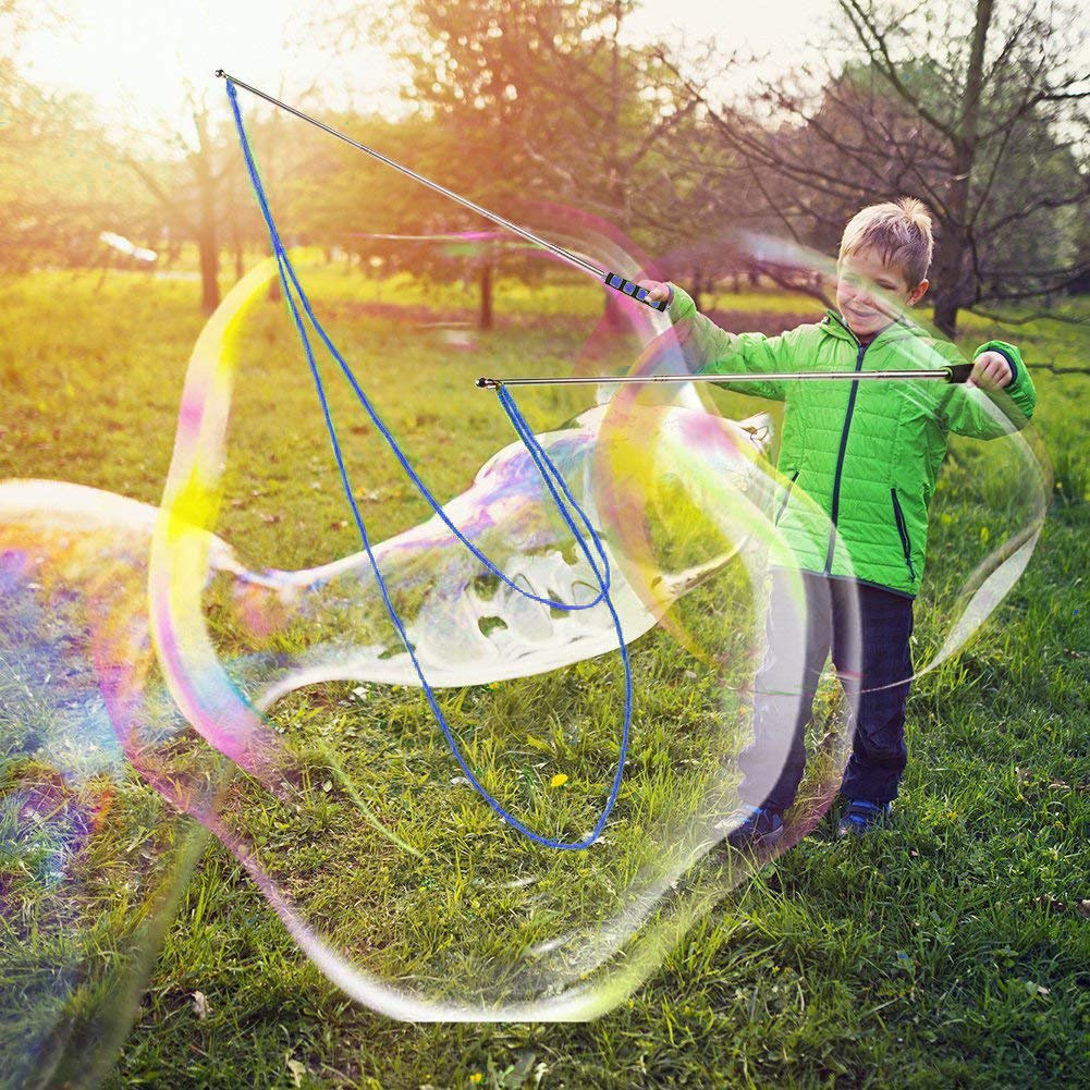 Laxus Bubble Wand Giant Large Bubble Wand Kids Adult-Stainless Steel Made Telescopic Design Easy Carrying Outdoors Bubble Party Favors Summer Toy-1 Set