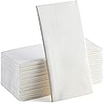 50-Pack White Paper Napkins | Linen Feel Guest Disposable Cloth Like Dinner Napkins | Hand Towels | Soft, Absorbent, Paper Hand Napkins for Kitchen, Bathroom, Parties, Weddings, Dinners Or Events