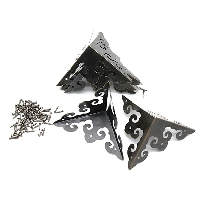 Vintage Corner Protectors Karcy Metal Box Corner Protector Corner Brace with Mounting Screws for Furniture Jewelry Box Decoration Side Length 2 inch