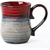 masoline 21 oz Large Ceramic Coffee Mugs, Handmade Cup with Large Handle, Big Tea and Coffee Cups for Office and Home, Microwave and Dishwasher Safe (Ink Red)