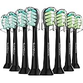 SuitShine Replacement Toothbrush Heads for Philips Sonicare 8 Pack | Fits 4100 &amp; 1100 Click-On Handles, Plaque Control, Secure Fit, Soft End-Rounded Bristles, Fade Indicators, Protective Caps