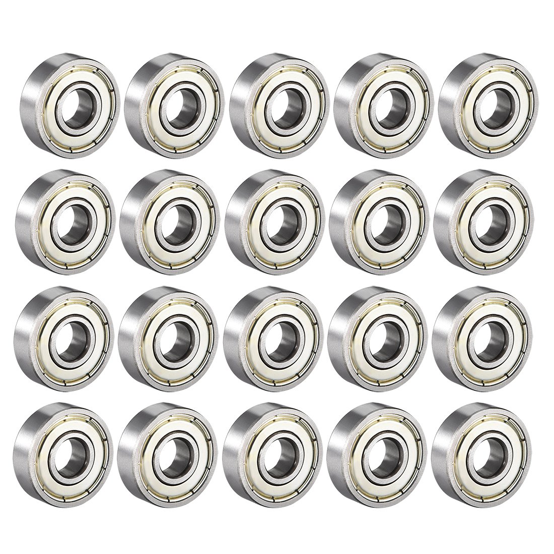 sourcing map 608ZZ Deep Groove Ball Bearing Double Shield 608-2Z 80018 8mm x 22mm x 7mm High Carbon Steel Z1 Bearings (Pack of 20)