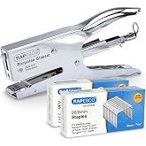 Rapesco 1298A Porpoise Classic Stapling Plier, 45 Sheet Capacity, Chrome | Includes 10,000 Standard 5/16" Staples, All-Metal Construction, Rotating Anvil for Pinning, Rear-Loading, for Office