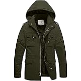 WenVen Men's Winter Military Thicken Parka Jacket Warm Coat with Removable Hood
