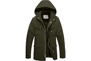 WenVen Men's Winter Military Thicken Parka Jacket Warm Coat with Removable Hood
