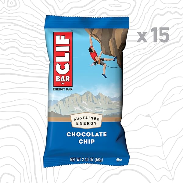 CLIF BAR – ENERGY PROTEIN BARS – CHOCOLATE CHIP – MADE WITH ORGANIC OATS – ENERGY BARS – NON-GMO – (15 PACK)