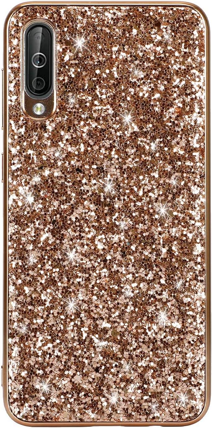 Miagon Glitter Back Case for Galaxy A70,Electroplated Frame Shock Absorption Anti Scratch Shiny Sparkle Silicone Bumper Back Protective Case Cover for Samsung Galaxy A70