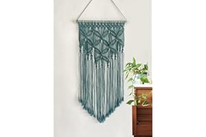 Winterdemoon Handmade Cotton Home Decor Macrame Wall Hanging Deep Green