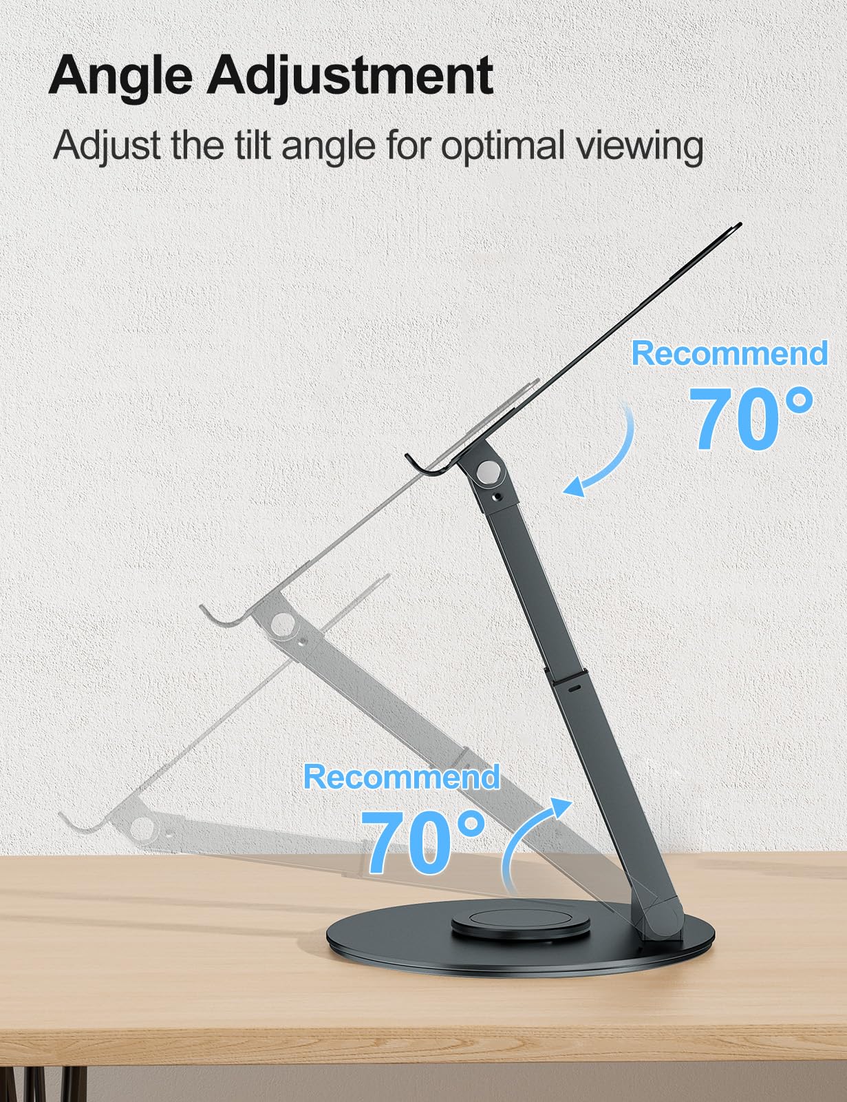 tounee Telescopic Laptop Stand for Desk with 360° Swivel Base, Sit to Stand, Height Adjustable, Portable Riser Holder for Good Posture, Compatible with MacBook Pro, All Laptops 10-17
