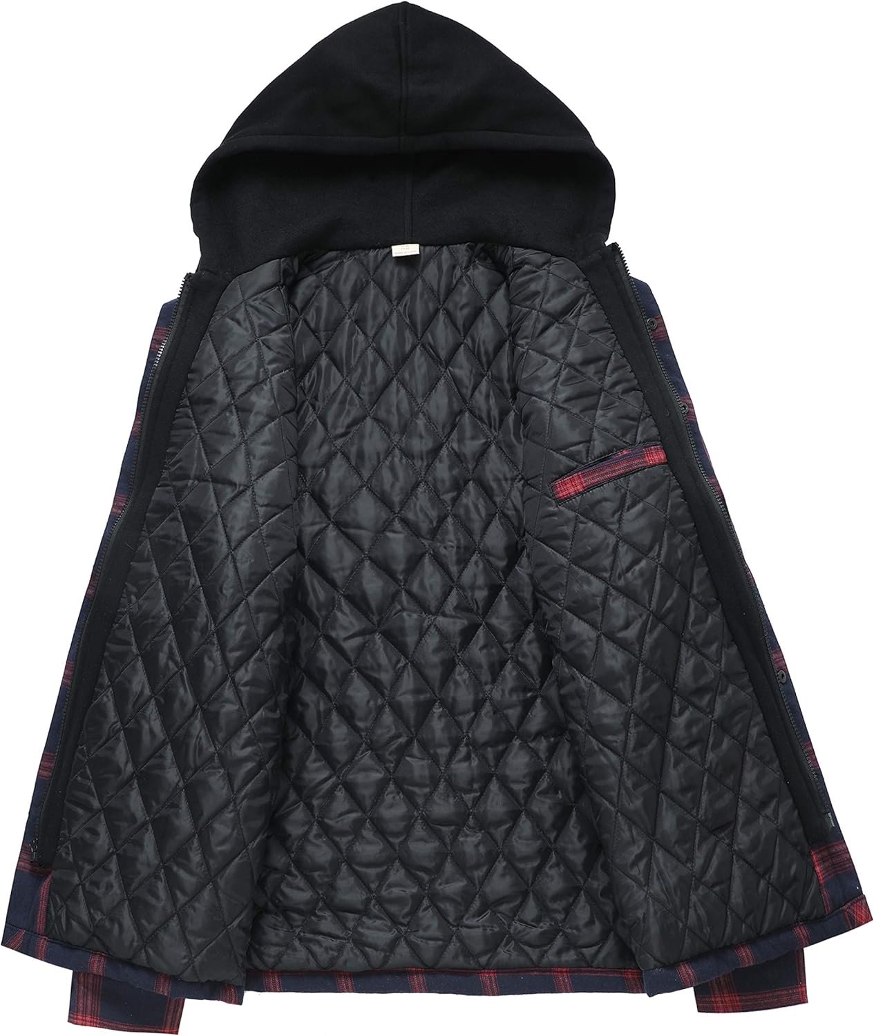 ZENTHACE Men's Thicken Plaid Hooded Flannel Shirt Jacket with Quilted Lined at  Men’s Clothing store
