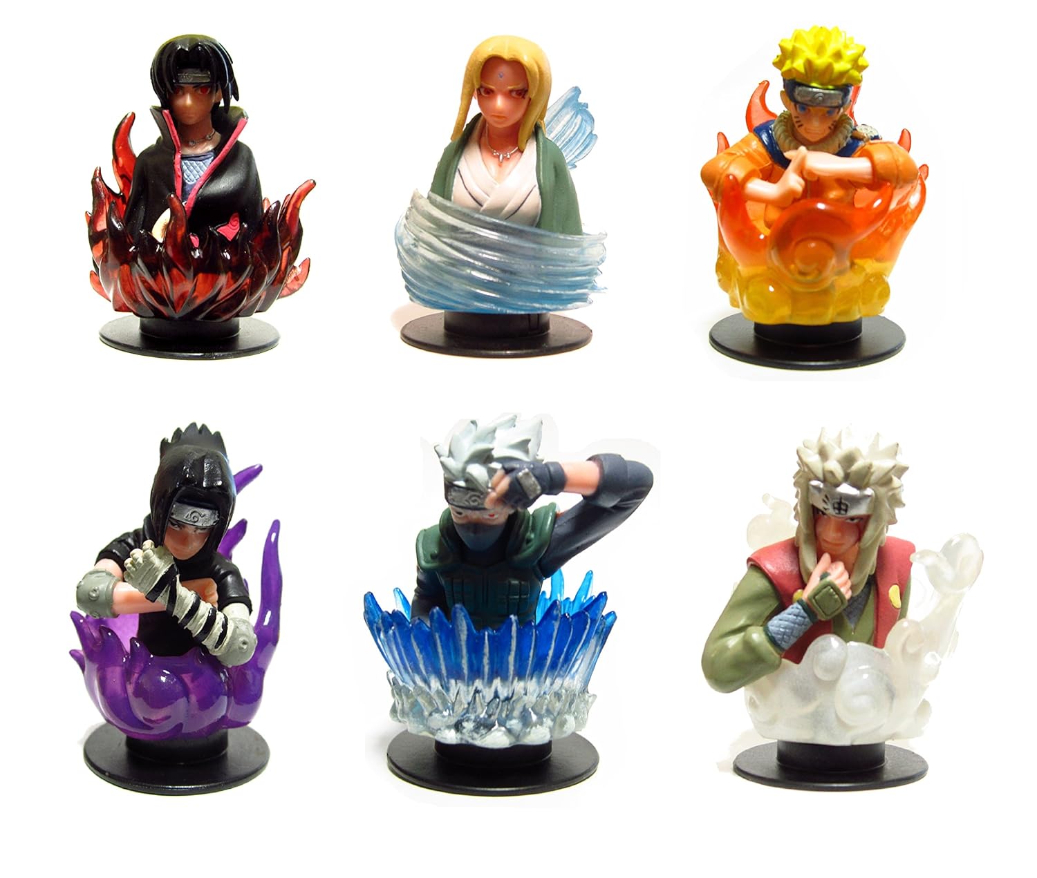 Bandai Naruto Shippuden Part 2 Stamp Figure Set 2" Tall 6 Pieces Toys & Games