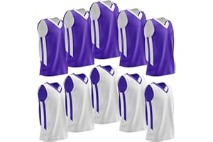 LIBERTY IMPORTS 10-Pack Men's Reversible Custom Basketball Jerseys, Plain Mesh Athletic Sleeveless Shirts Blank Team Uniforms Set