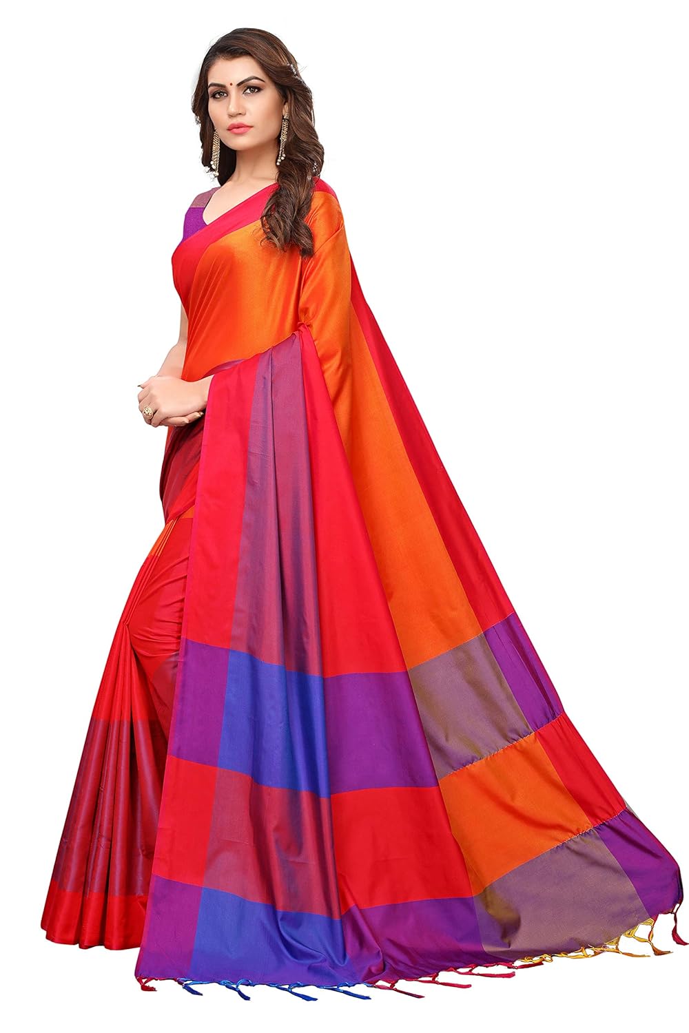 indira designer art silk saree with blouse piece