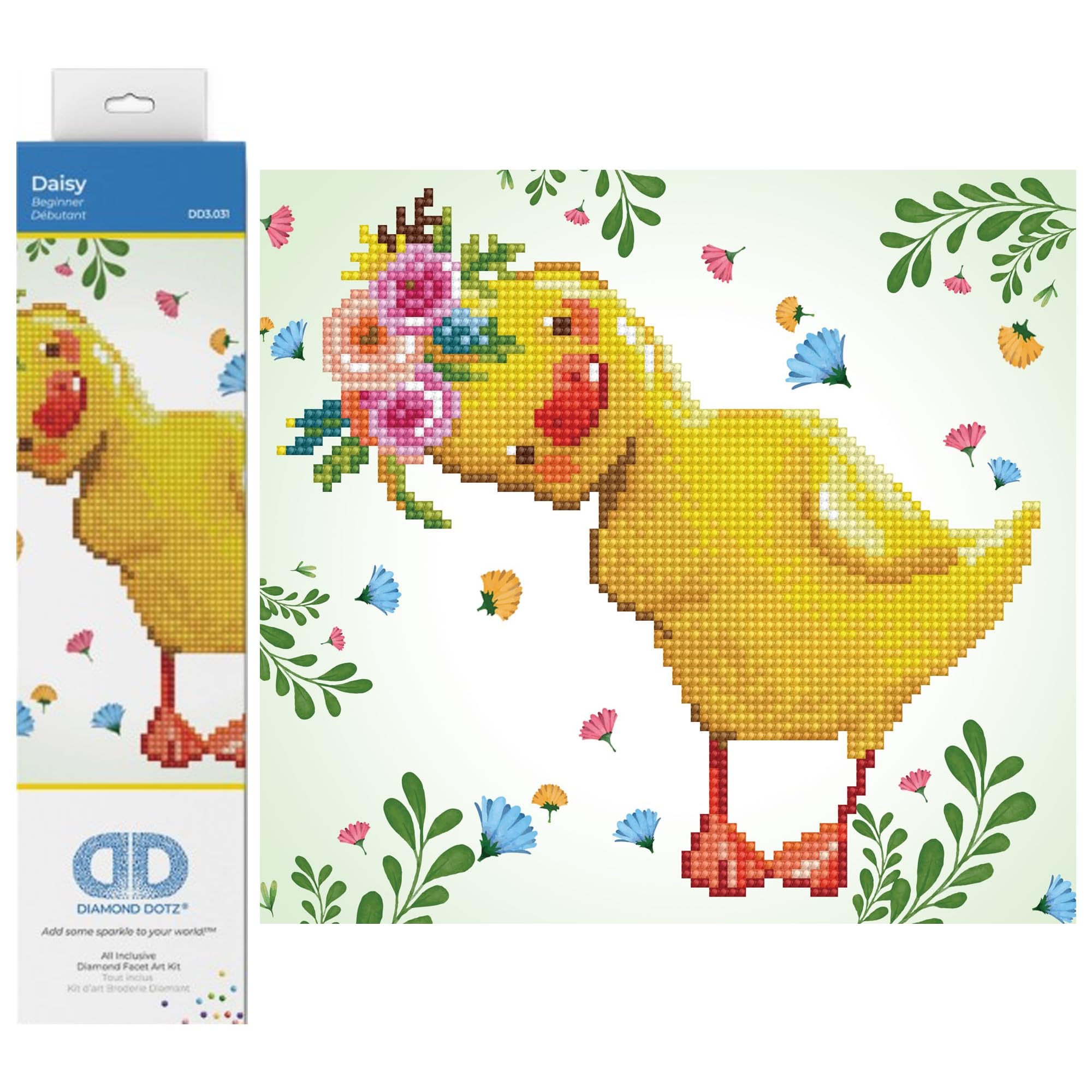 DIAMOND DOTZ Painting, DD3, Beginner Kit, Canvas, Daisy, 25cm x 23cm — image 1