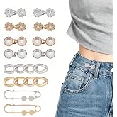 ROPAKED 12 Set Pant Waist Tightener Jean Waist Cincher Clip Reusable Waistband Tightener for Clothing Dresses Skirts Buttons Pins for Loose Jeans No Sewing