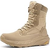 NORTIV 8 Men's Breathable Tactical Military Work Boots Side Zipper Leather Lightweight Hiking Motorcycle Combat Boots 8 Inches Peakforce
