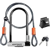 Kryptonite Kryptolok Standard Bike U-Lock, 12.7mm Shackle, 4ft Cable | Heavy Duty Anti-Theft Bicycle Lock with Mounting Bracket, 2 Keys &amp; Disc-Style Cylinder, Sold Secure Silver Certified