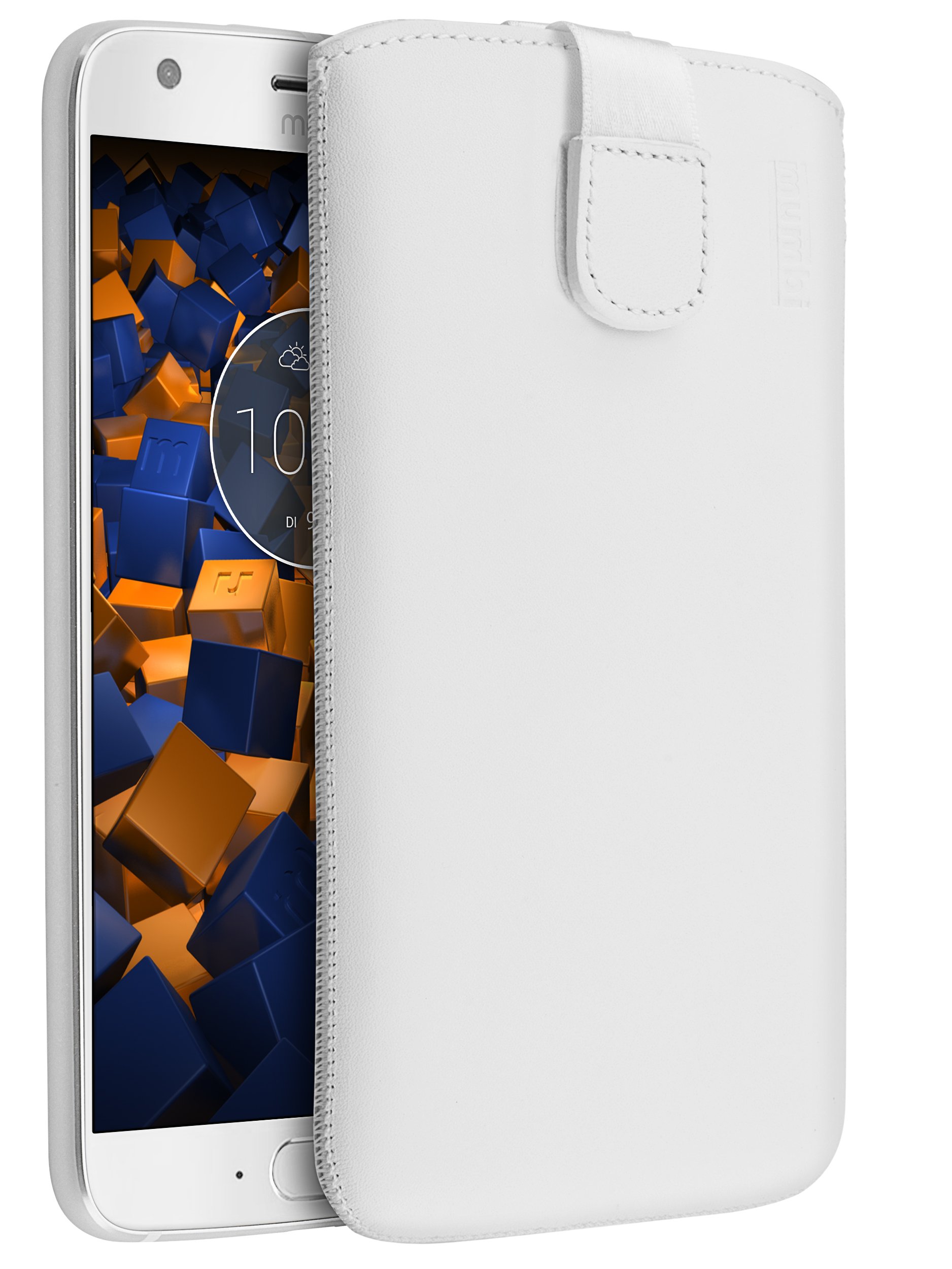 mumbi Genuine Leather Case Compatible with Motorola Moto X4 White