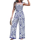 CUPSHE Women's Romper Square Neck Sleeveless Jumpsuit Straight leg Outfit Casual Dressy