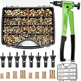 Vantorix Rivet Nut Tool Kit, 560PCS SAE &amp; Metric Rivet Nuts Combination | (M3, M4, M5, M6, 6-32, 8-32, 10-24, 1/4-20) Suitable for Furniture Decoration Automotive Marine and Industrial Applications